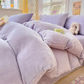 Axyaa Milk Velvet Winter Queen Duvet Cover Set, Soft & Cozy Coral Fleece Quilt