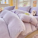 Axyaa Milk Velvet Winter Queen Duvet Cover Set, Soft & Cozy Coral Fleece Quilt