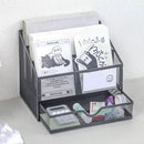 Black Desk Organizer with Drawer by Axyaa - Home Office Storage & Desktop Pen Holder