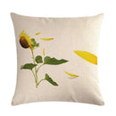 Axyaa Sunflower Pattern Linen Throw Pillow - 45*45cm