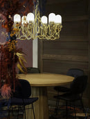 Axyaa Lustre Glass LED Chandeliers: Elegant Dimmable Hanging Lamps for Living Room