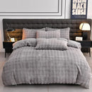 Axyaa Velvet Bedding Set: Duvet Cover, Comforter, Sheet, Pillowcase - 4pc Set