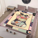 Axyaa Cozy Pig Flannel Blanket with Floral Geometric Print