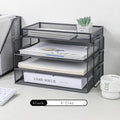 Axyaa Mesh Collection Black 4-Tier Desktop Document Tray Organizer
