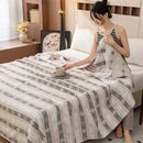 Axyaa Cotton Throw Blanket: Breathable Summer Comforter Quilt, Letter Leaf Design.