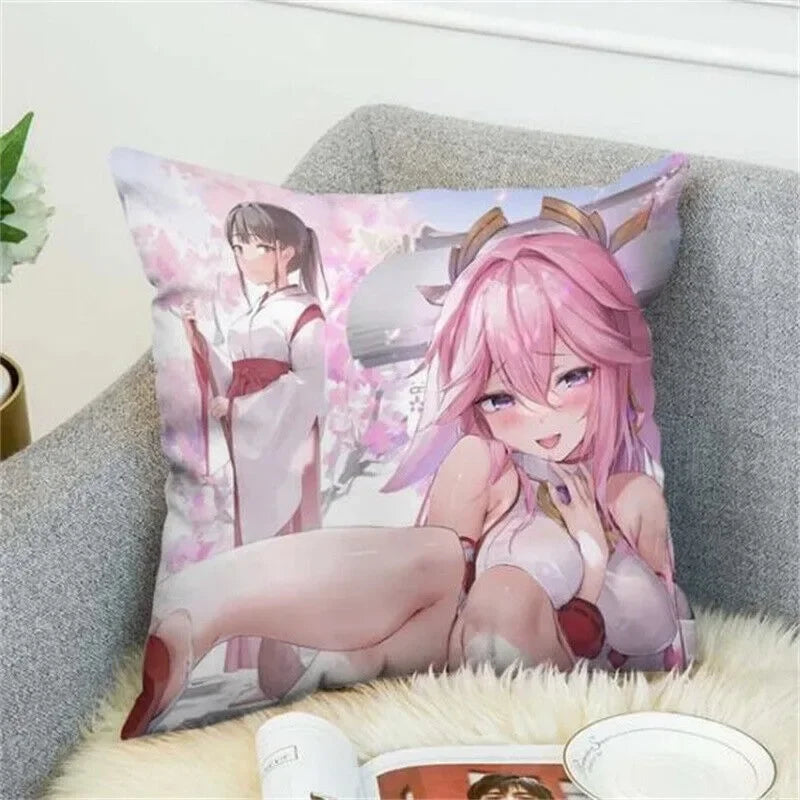 Axyaa Anime Genshin Impact Pillow Case Decor Cover for Bed and Sofa