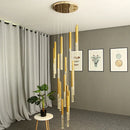 Axyaa Crystal Led Chandeliers for Living Room, Gold Art Deco Style, Nordic Long Hanging Lamp for Loft Stairs and Kitchen