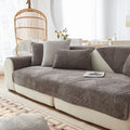 Axyaa Plush Sofa Cover Soft Solid Color Seat Cushion Home Decor