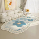 Axyaa Irregular Shape Fluffy Flower Carpet Soft Plush Rug for Living Room and Bedroom