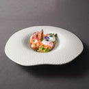 Axyaa Special-shaped Pure White Beaded Ceramic Salad Plate - High-grade Irregular Tableware