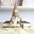 Axyaa Knitted Faceless Gnome Doll with Coffee, Table Holiday Decor, Plush Hanging Leg Doll