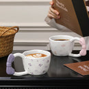 Axyaa Cute Cat Ceramic Coffee Mug with Large Handle and Knotbow Decor - 10oz