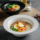 Axyaa Ceramic Straw Hat Bowl Set for Hot Salad, Ramen, and Noodles