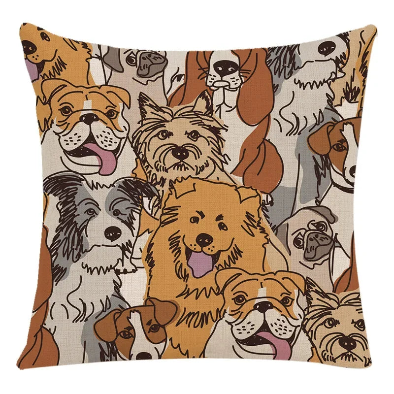 Axyaa Cartoon Animal Linen Throw Pillow Case for Home Living Room Sofa Decor