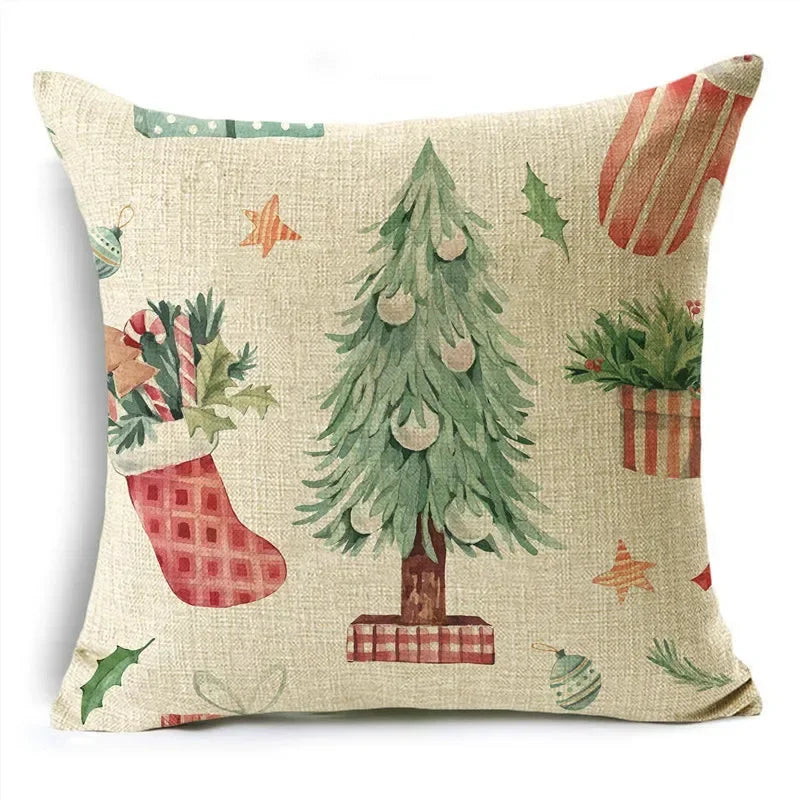 Axyaa Christmas Pillow Covers: Santa Socks Nutcracker Throw Pillowcase for Home Decor