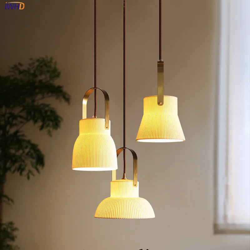 Axyaa Ceramic LED Pendant Lights: Japanese Style, Nordic Design