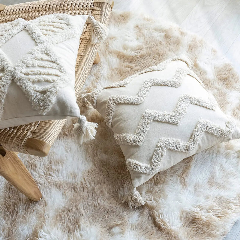 Axyaa Cotton Tufted Cushion Cover: Retro Living Room Decor Pillowcase