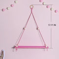 Axyaa Pink Hemp Rope Wooden Plant Stand Wall Shelf