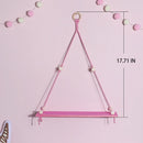 Axyaa Pink Hemp Rope Wooden Plant Stand Wall Shelf