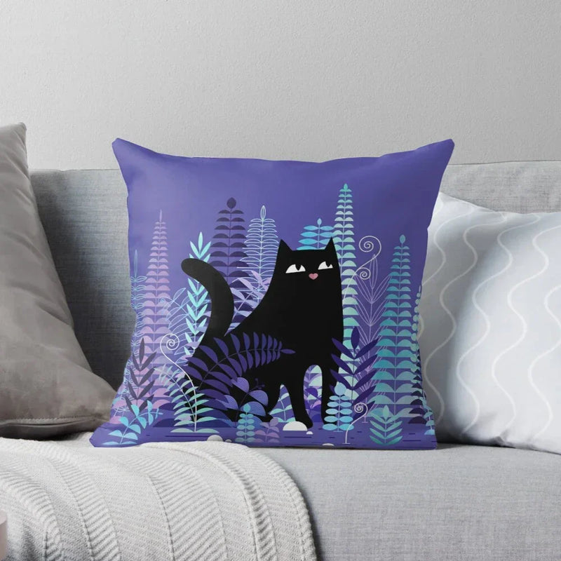 Cute Cat Decorative Pillow Case Cover for Modern Living Room Sofa by Axyaa