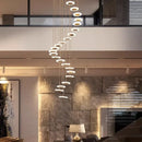 Axyaa Modern Crystal Chandelier Ring LED Light - Chrome Luxury Staircase Lobby Lamp