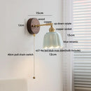Axyaa Ceramic LED Wall Lights Wood Base Copper Rotate Bedside Lamp Sconce
