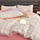 Axyaa Velvet Bedding Set: Duvet Cover, Comforter, Sheet, Pillowcase - 4pc Set
