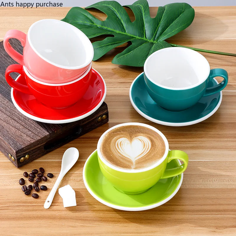 Axya 350ml Ceramic Coffee Cup and Saucer Set for Office Use