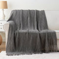 Axyaa Plaid Knit Throw Blanket Green – Soft Woven Sofa Bedspread Summer Decor