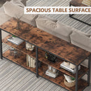 Axyaa Industrial 3-Tier Sofa Table - 70.9" Long Console Behind Couch Table