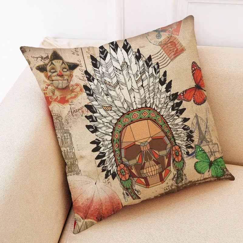 Retro Design Linen Pillowcase for Living Room & Bedroom by Axyaa