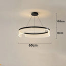 Axyaa Modern LED Circle Ring Chandelier, Black Metal Acrylic Shade, Home Decor Lighting