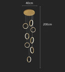 Axyaa LED Ring Pendant Chandelier | Adjustable Hanging Cables | Gold/Black | Home Dining Living Room