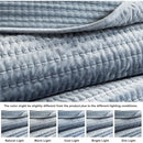 Axyaa Blue Striped Pick Stitch King Size Quilt Set: Soft Lightweight Bedspread