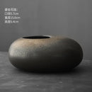 Axyaa Black Terracotta Abstract Vase Coarse Pottery Retro Glazed Flower Arranger