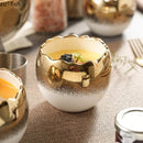 Axyaa White Gold Ceramic Eggshell Steamed Egg Bowl | Dessert Pudding Yogurt Bowl