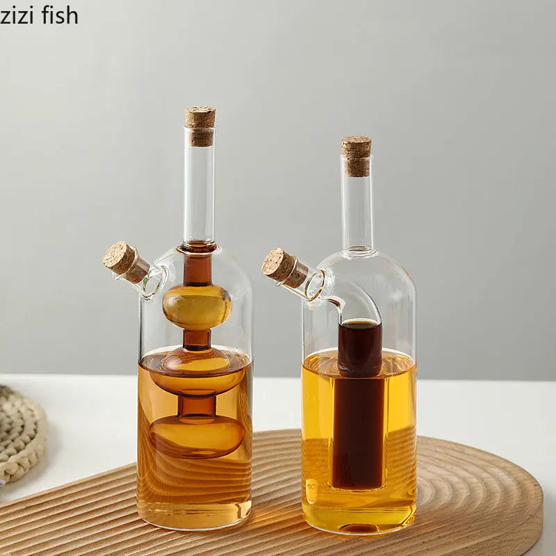 Axya Double Layer Glass Oil Jug Seasoning Container Kitchen Organizer