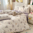Axyaa Minimalist Cartoon Design Duvet Cover Set in 100% Cotton, 4-Piece Bedding Collection