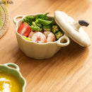Axyaa Pumpkin Soup Bowl Set of 4 - Ceramic Fruit Salad Plate, Dessert Bowl & Snack Plate
