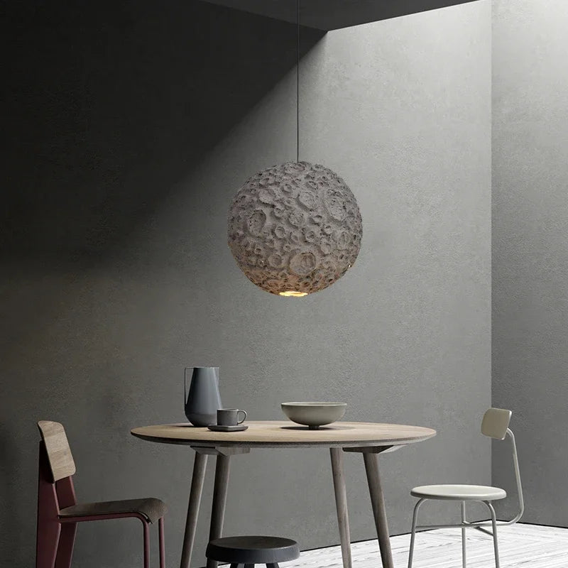 Axyaa Planet Grey Wabi Sabi Chandelier for Living Room, Dining, Coffee Store - Japanese Loft Decor