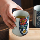 Axyaa Hand Painted Ceramic Water Cup for Home Coffee - Wind Design