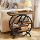 Axyaa 3-Tier Geometric End Table with Storage Shelf, Modern Wood Side Table