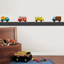 Axyaa Cartoon Kids Transport Car Truck Wall Sticker - Cute Vehicle Construction Decal