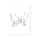 Axyaa Cat Print Hand in Hand Wall Art Canvas Painting Black White Poster Home Decor