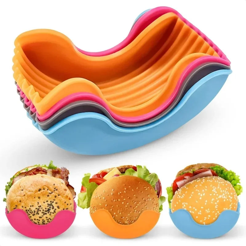 Silicone Burger Tray: Reusable Sandwich Holder by Axyaa for Kitchen Storage