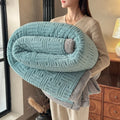 Axyaa Plush Coral Fleece Blanket: Soft, Luxe Striped Throw for Sofa, Bed, Office Nap