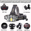 Axya Waterproof USB Rechargeable LED Headlamp with COB Torch-18650