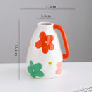 Axyaa Ceramic Flower Vase with Handle - Home Decor Plant Pot