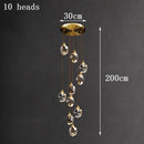 Axyaa Crystal Stair Chandelier: Modern LED Ceiling Light for Living Room