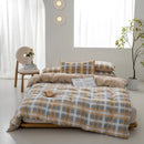 Axyaa Washed Cotton Grid Duvet Cover, Single Size 150*200cm Queen